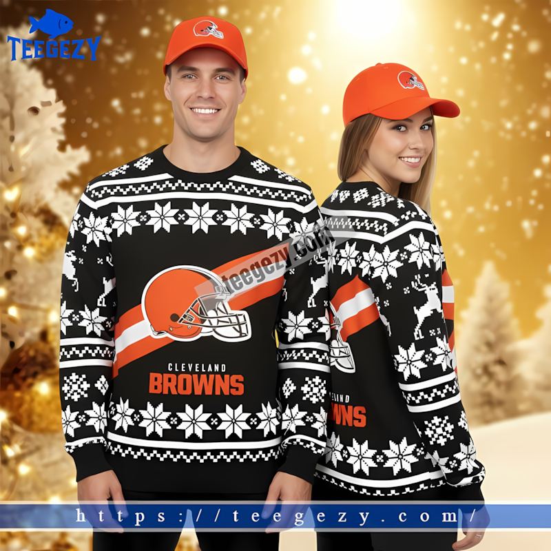 Helmet Cleveland Browns Vintage Christmas Sweater Black Helmet Cleveland Browns Vintage Christmas Sweater Black