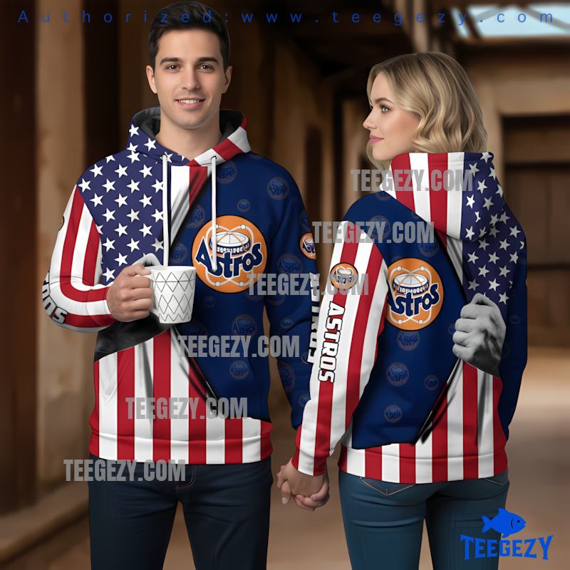 Houston Astros American Flag Ripped 3D Hoodie Zipper Houston Astros American Flag Ripped 3D Hoodie Zipper