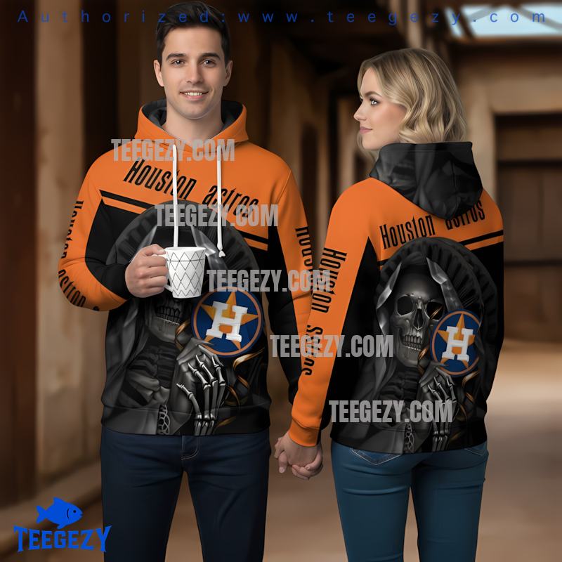 Houston Astros Grim Reaper 3D Printed Hoodie Orange Houston Astros Grim Reaper 3D Printed Hoodie Orange