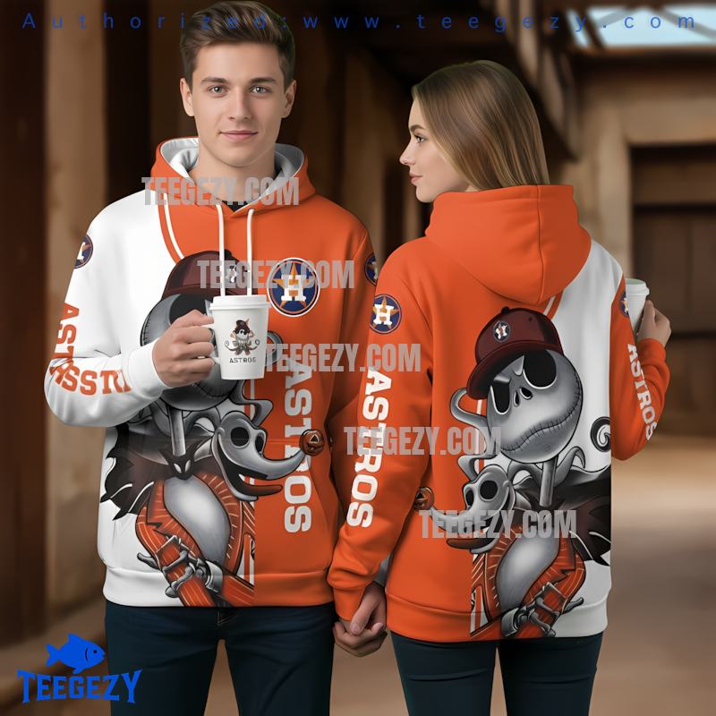 Houston Astros Jack Skellington 3D Pullover Hoodie Orange Houston Astros Jack Skellington 3D Pullover Hoodie Orange