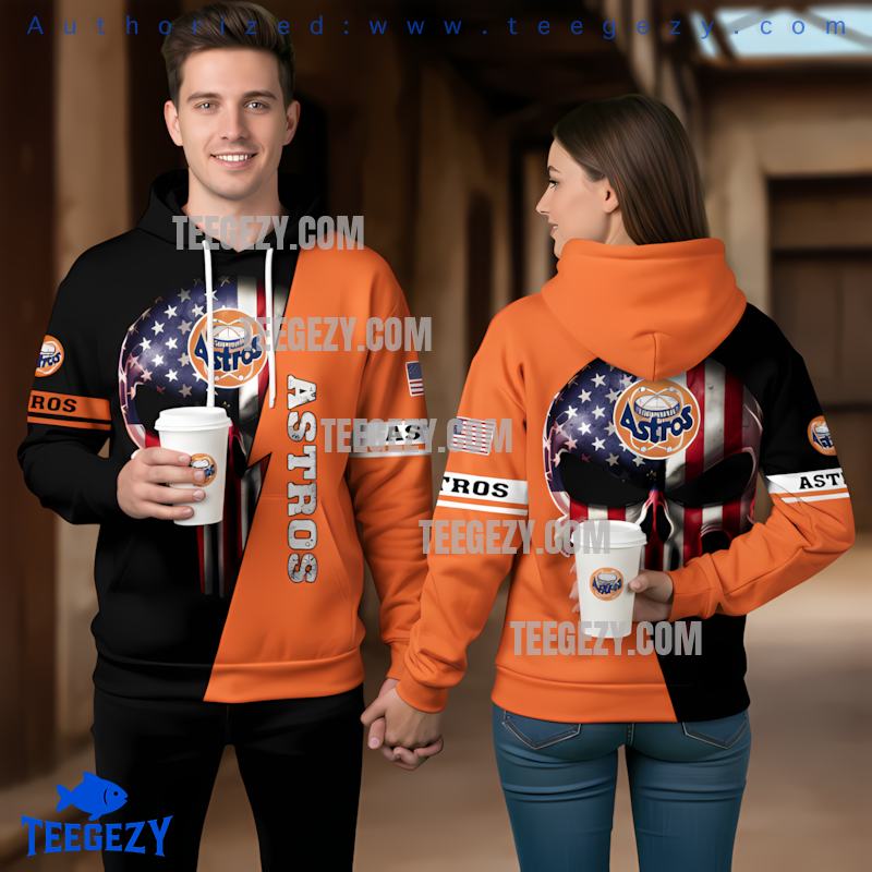 Houston Astros Punisher Skull Us Flag 3D Hoodie Men Houston Astros Punisher Skull Us Flag 3D Hoodie Men
