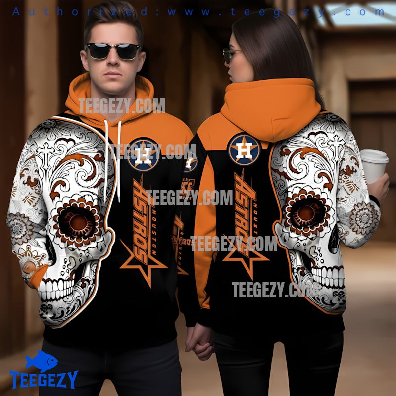 Houston Astros Sugar Skull 3D Hoodie Youth Houston Astros Sugar Skull 3D Hoodie Youth