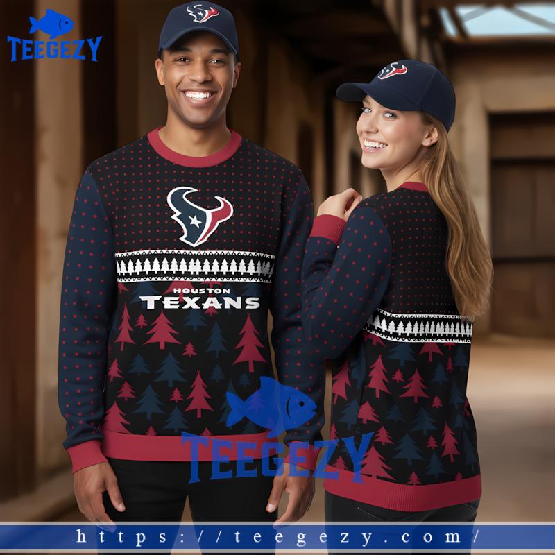 Houston Texans Blue Red Mens Ugly Christmas Sweater