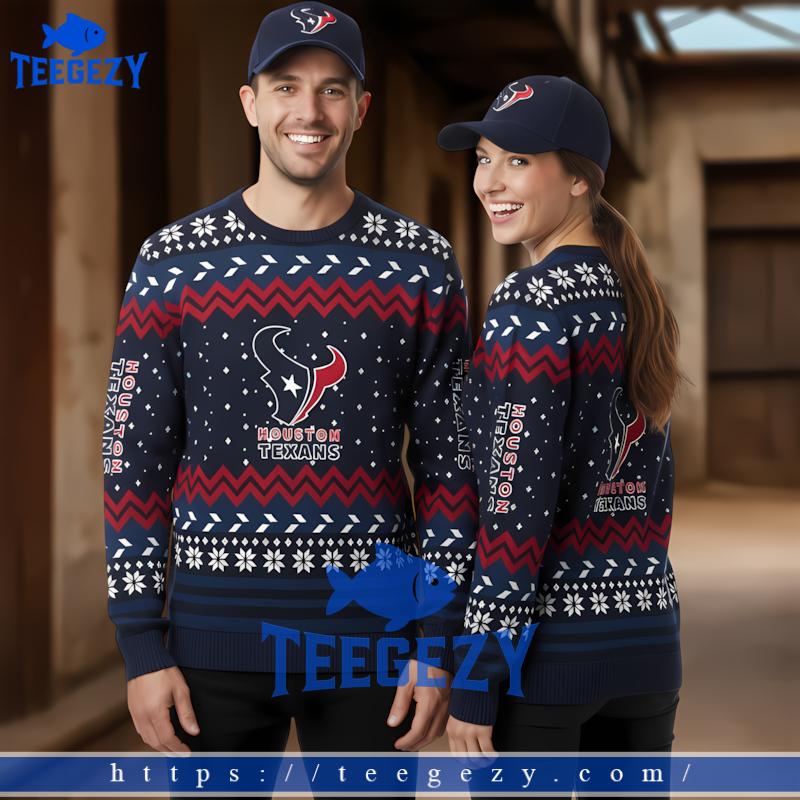 Houston Texans Football Red Blue Couples Ugly Christmas Sweaters