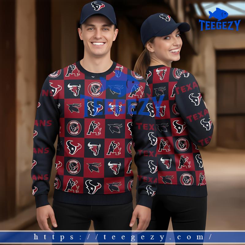 Houston Texans League Knit Red Black Family Ugly Christmas Sweaters
