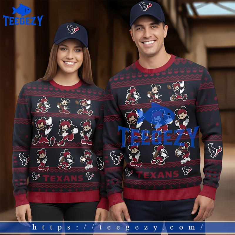 Houston Texans Mickey Mouse Red Best Ugly Christmas Sweaters