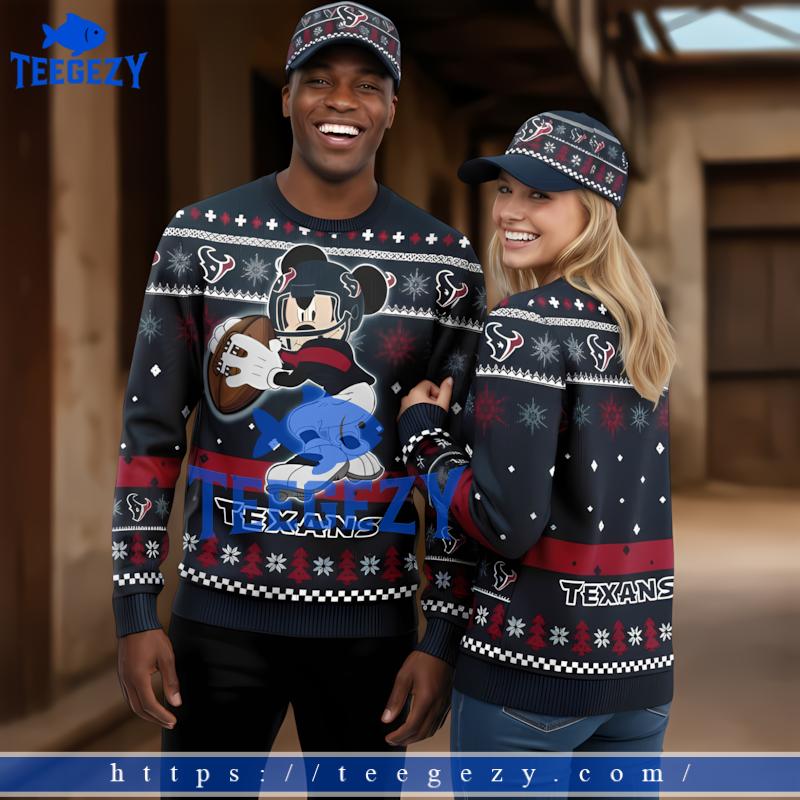 Houston Texans Mickey Player Red Cute Ugly Christmas Sweater