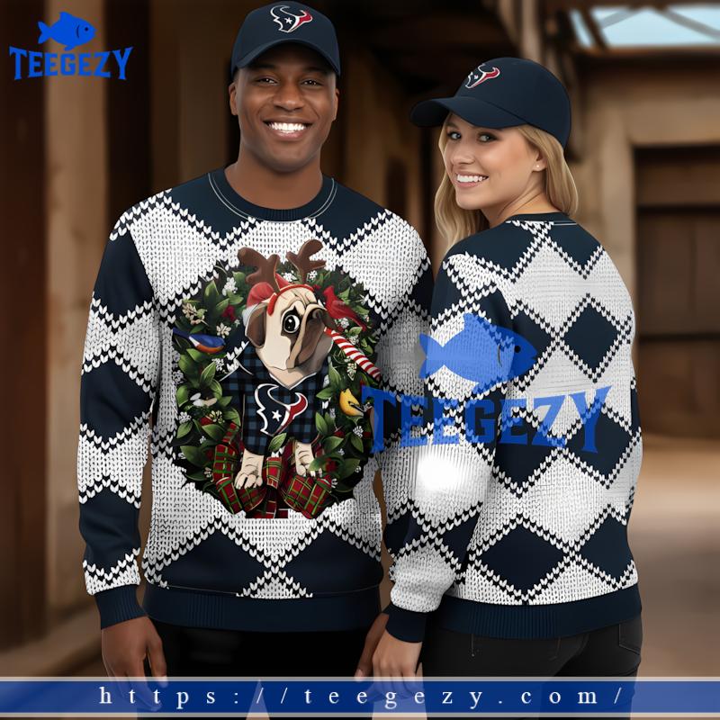 Houston Texans Pub Dog Wreath Most Ugly Christmas Sweater