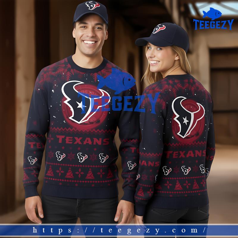Houston Texans Santa On The Moon Red Big And Tall Ugly Christmas Sweater