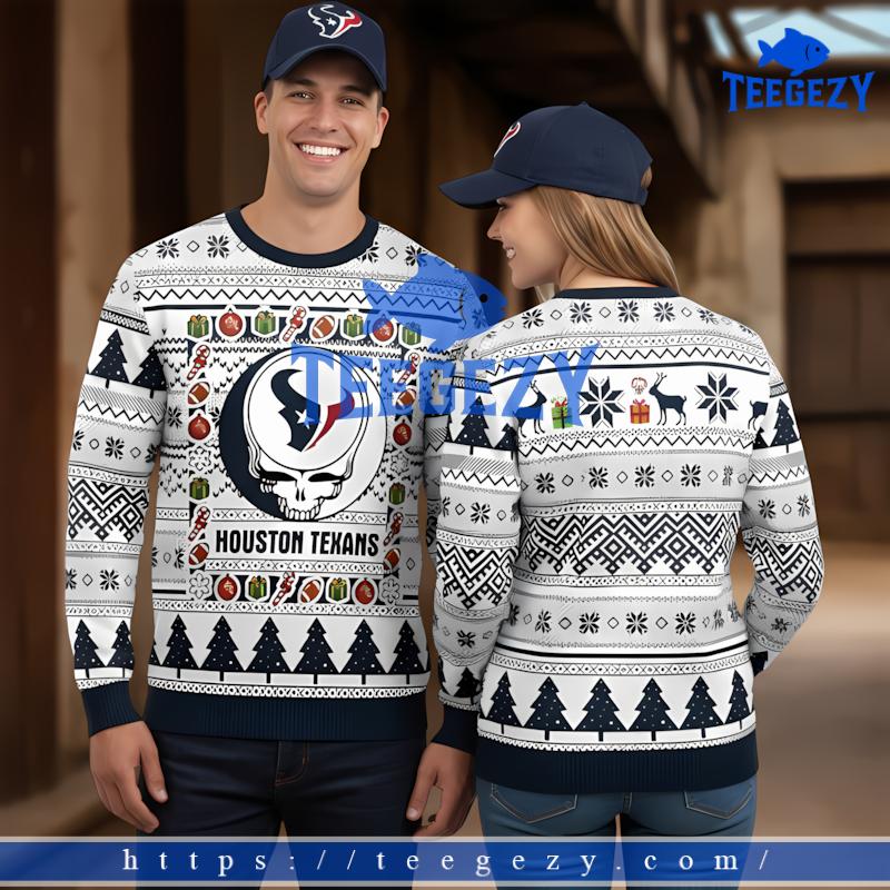 Houston Texans Skull White Family Ugly Christmas Sweaters