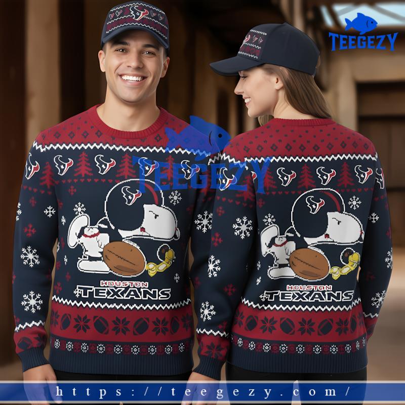 Houston Texans Snoopy Woodstock Blue Ladies Ugly Christmas Sweater