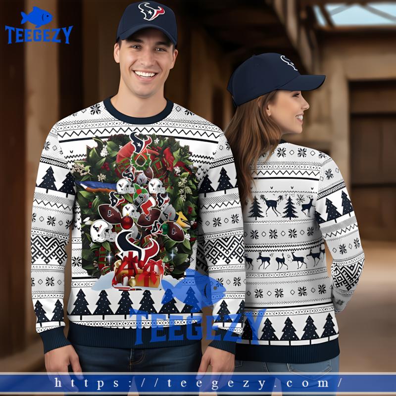 Houston Texans Tree Stockings White Big And Tall Ugly Christmas Sweater