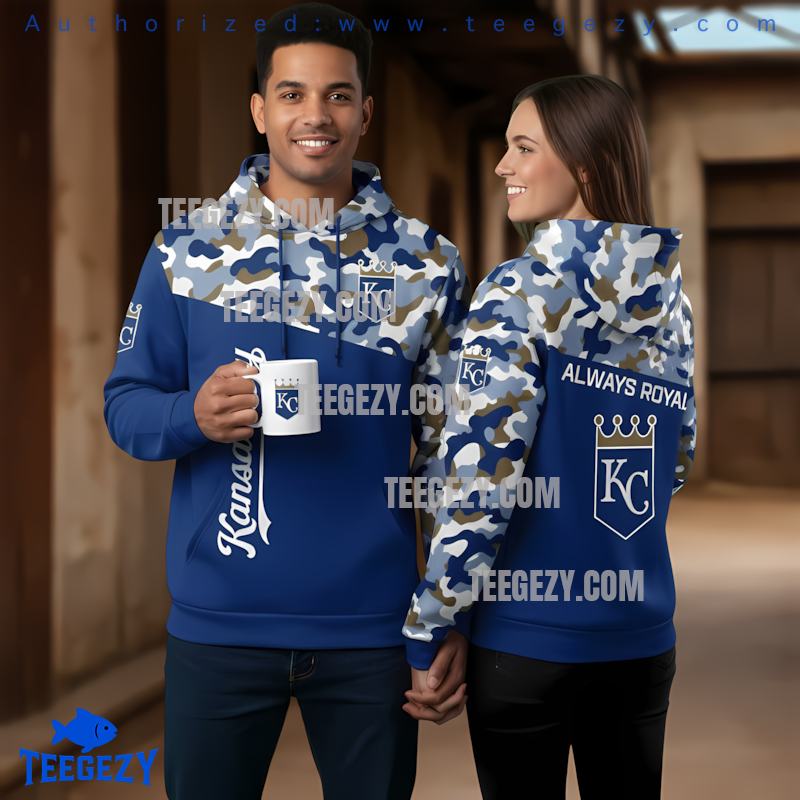 Kansas City Royals Camo 3D Pullover Hoodie Blue Kansas City Royals Camo 3D Pullover Hoodie Blue