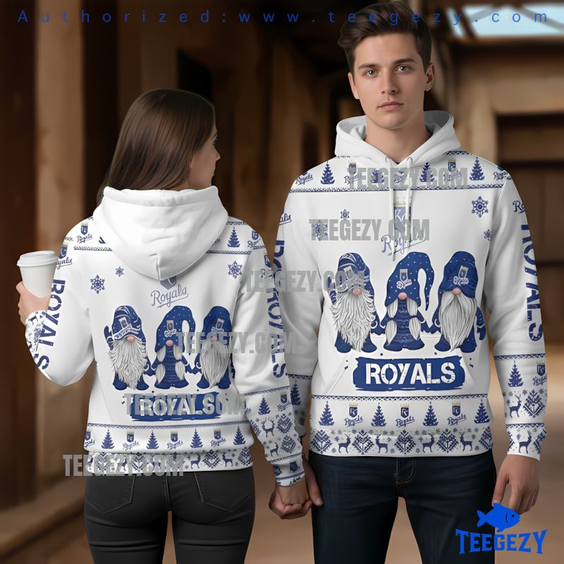 Kansas City Royals Gnomes 3D Hoodie Women White Kansas City Royals Gnomes 3D Hoodie Women White