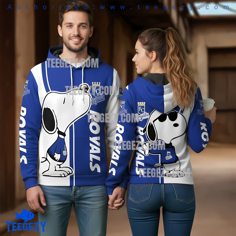 Kansas City Royals Snoopy 3D Pullover Hoodie White Kansas City Royals Snoopy 3D Pullover Hoodie White