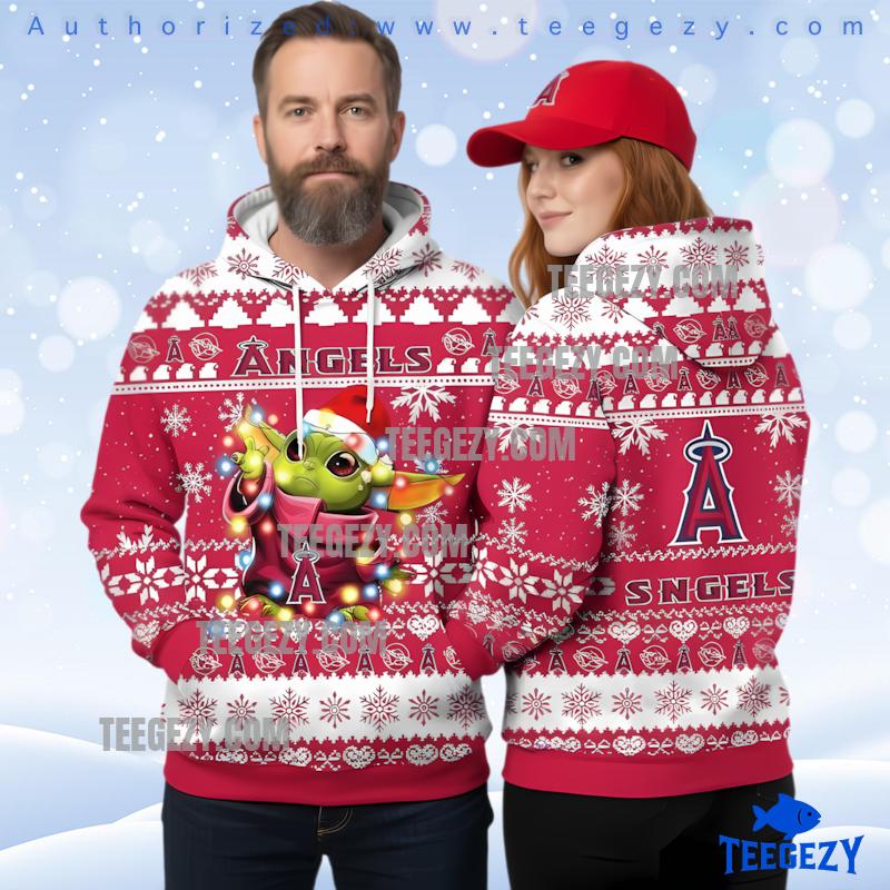 Los Angeles Angels Baby Yoda Light 3D Ugly Hoodie Printed Los Angeles Angels Baby Yoda Light 3D Ugly Hoodie Printed