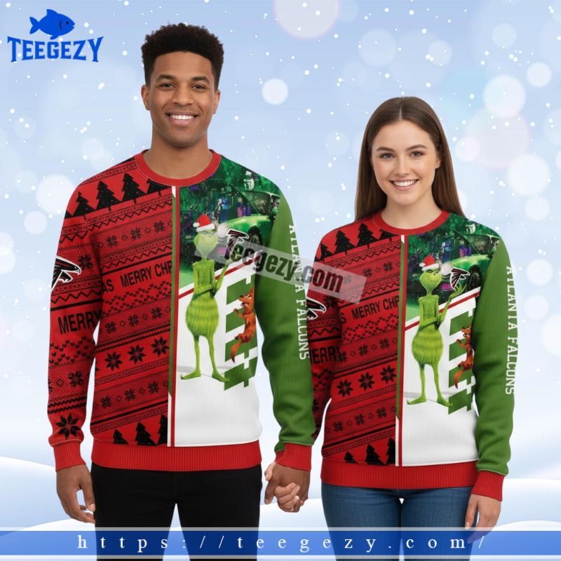 Merry Christmas Grinch Dog Max Atlanta Falcons Red Cute Ugly Sweater Merry Christmas Grinch Dog Max Atlanta Falcons Red Cute Ugly Sweater