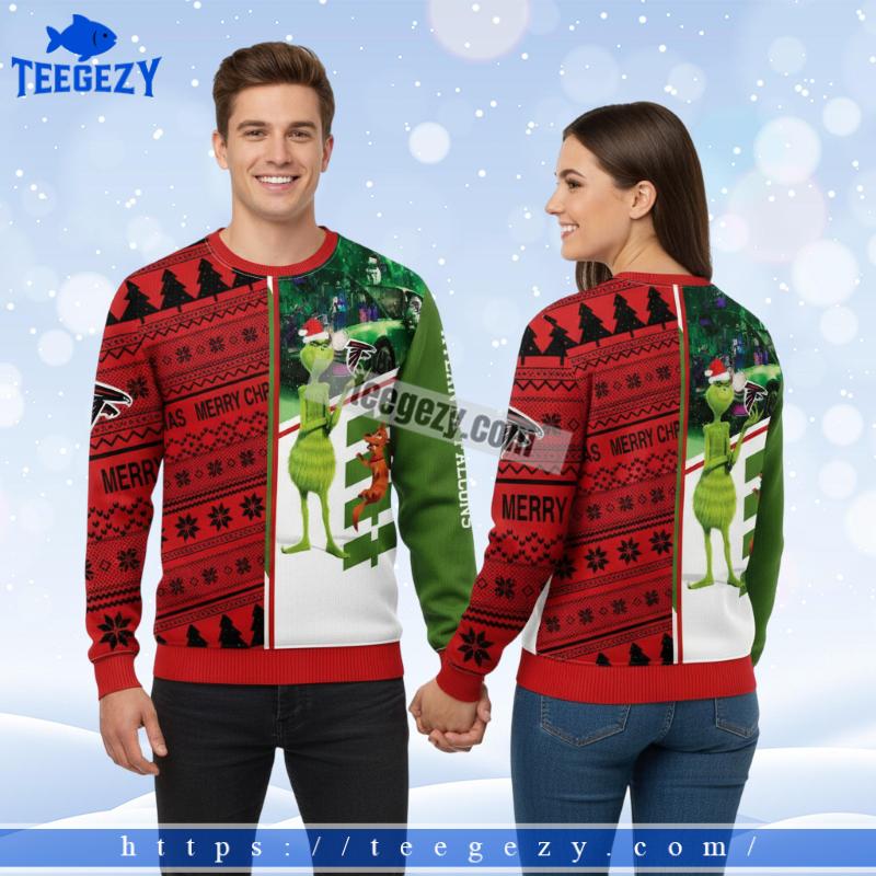 Merry Christmas Grinch Dog Max Atlanta Falcons Red Ladies Ugly Sweater Merry Christmas Grinch Dog Max Atlanta Falcons Red Ladies Ugly Sweater