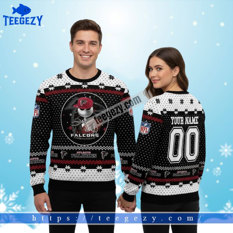 Nightmare Before Christmas Atlanta Falcons Jack Black Best Ugly Sweater Nightmare Before Christmas Atlanta Falcons Jack Black Best Ugly Sweater