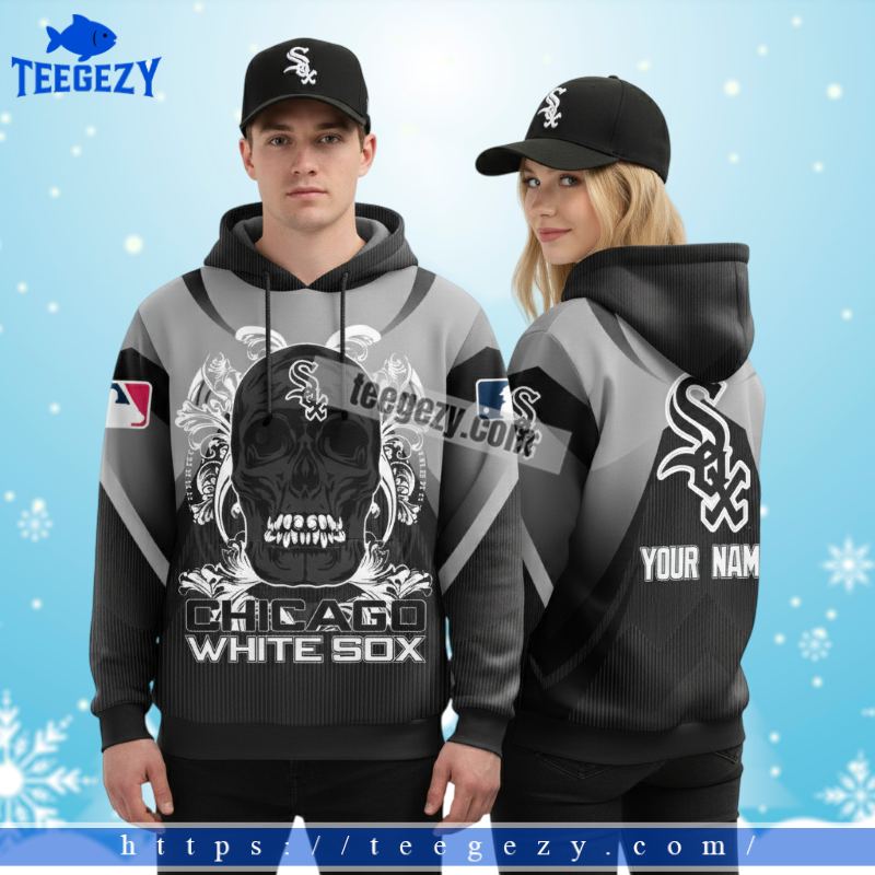 Personalized Chicago White Sox Skull Black 3D Hoodies Men Personalized Chicago White Sox Skull Black 3D Hoodies Men