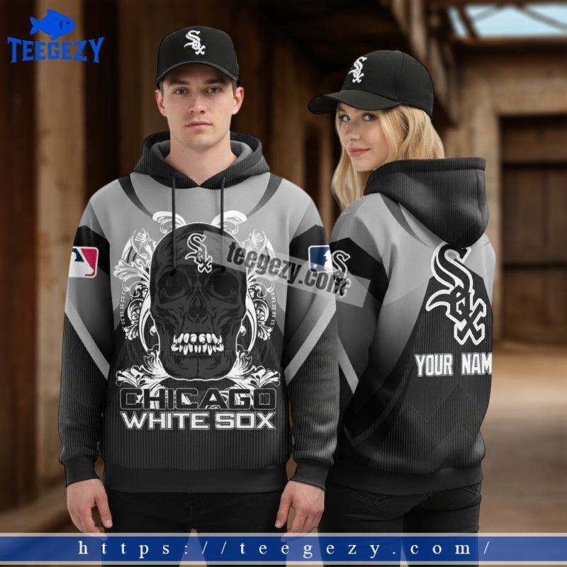 Personalized Chicago White Sox Skull Black 3D Hoodies Men Personalized Chicago White Sox Skull Black 3D Hoodies Men