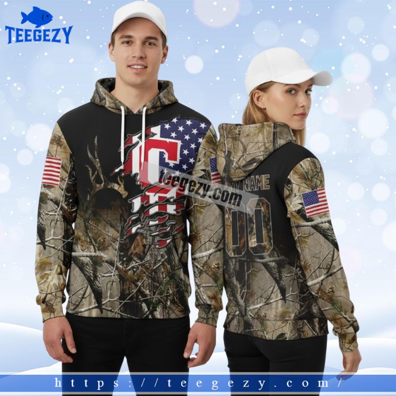Personalized Cleveland Guardians American Flag Camo Hunting 3D Hoodie Jacket Personalized Cleveland Guardians American Flag Camo Hunting 3D Hoodie Jacket