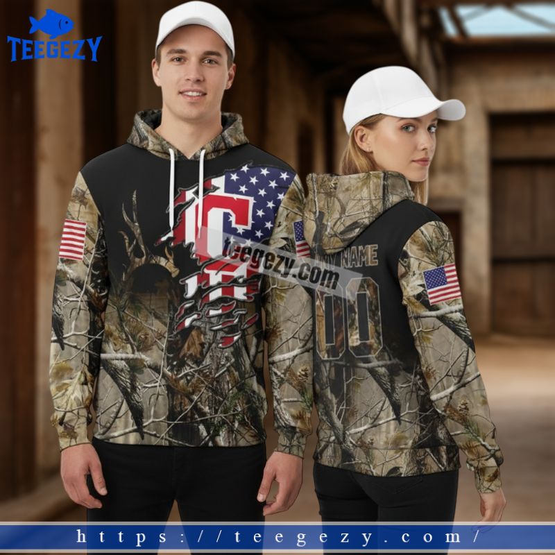 Personalized Cleveland Guardians American Flag Camo Hunting 3D Hoodie Jacket Personalized Cleveland Guardians American Flag Camo Hunting 3D Hoodie Jacket