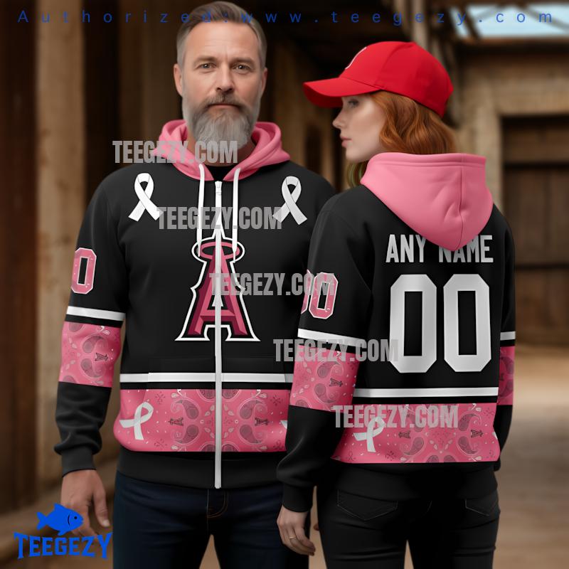 Personalized Los Angeles Angels Breast Cancer Awareness Hoodie Personalized Los Angeles Angels Breast Cancer Awareness Hoodie