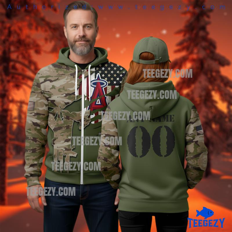 Personalized Los Angeles Angels Camouflage Military Hoodie Personalized Los Angeles Angels Camouflage Military Hoodie