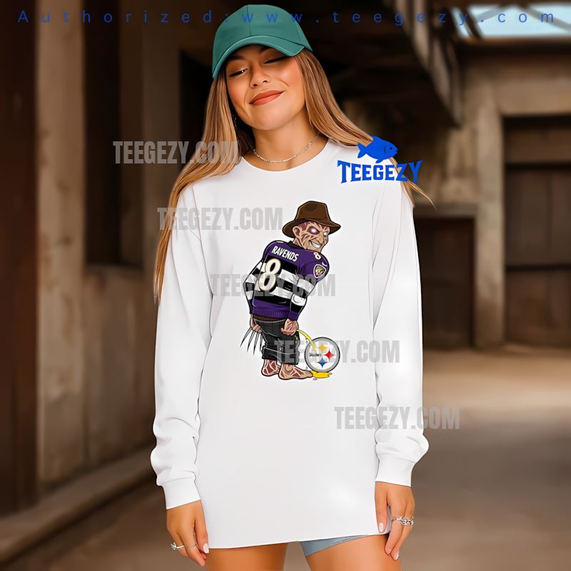 Pittsburgh SLong Sleevelers Freddy Krueger Steelers Rivalry Halloween Tee Pittsburgh SLong Sleevelers Freddy Krueger Steelers Rivalry Halloween Tee
