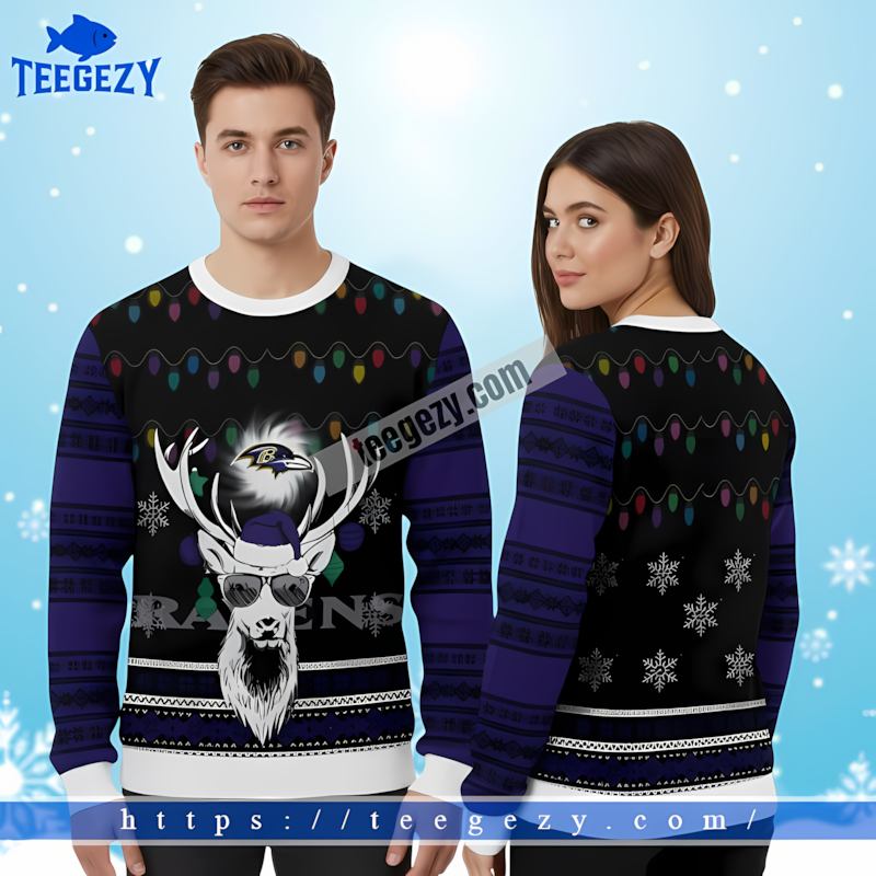 Reindeer Baltimore Ravens Purple Family Christmas Ugly Sweater Reindeer Baltimore Ravens Purple Family Christmas Ugly Sweater