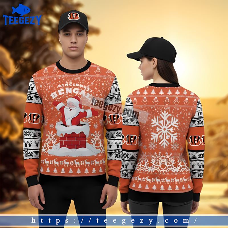 Santa Claus Cincinnati Bengals Black Orange Funny Ugly Christmas Sweater Santa Claus Cincinnati Bengals Black Orange Funny Ugly Christmas Sweater