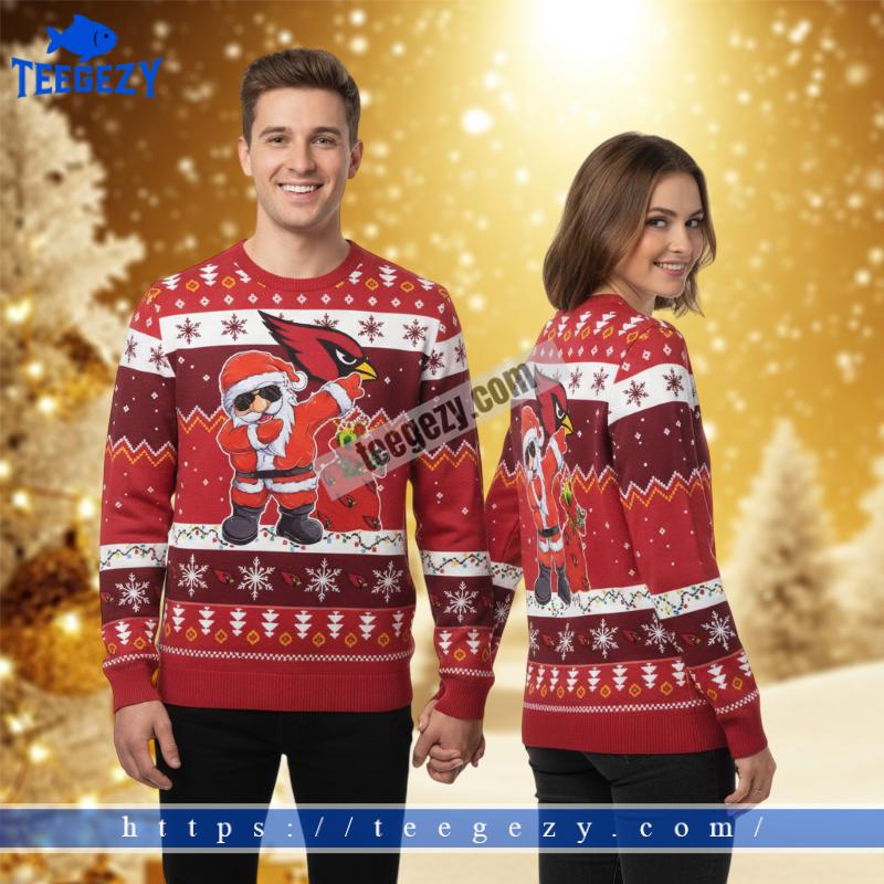 Santa Claus Dabbing Arizona Cardinals Red Womens Ugly Xmas Sweater Santa Claus Dabbing Arizona Cardinals Red Womens Ugly Xmas Sweater