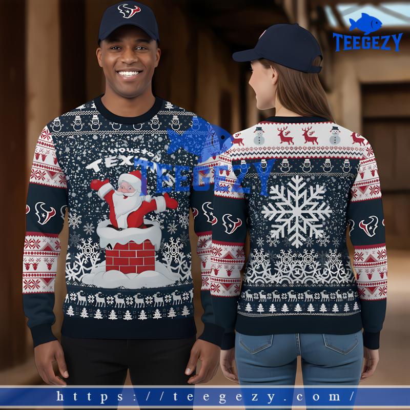 Santa Claus Houston Texans Mens Ugly Christmas Sweater