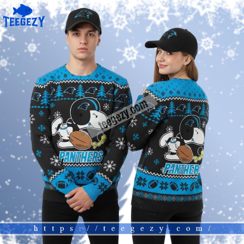 Snoopy Player Carolina Panthers Blue Vintage Ugly Sweater Snoopy Player Carolina Panthers Blue Vintage Ugly Sweater