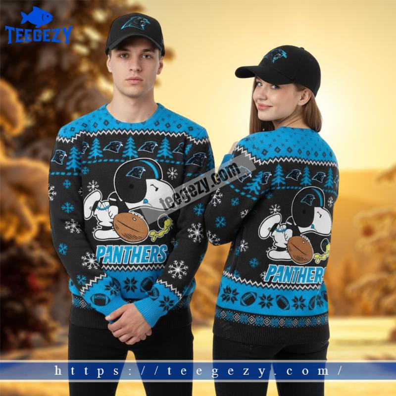 Snoopy Player Carolina Panthers Blue Vintage Ugly Sweater Snoopy Player Carolina Panthers Blue Vintage Ugly Sweater