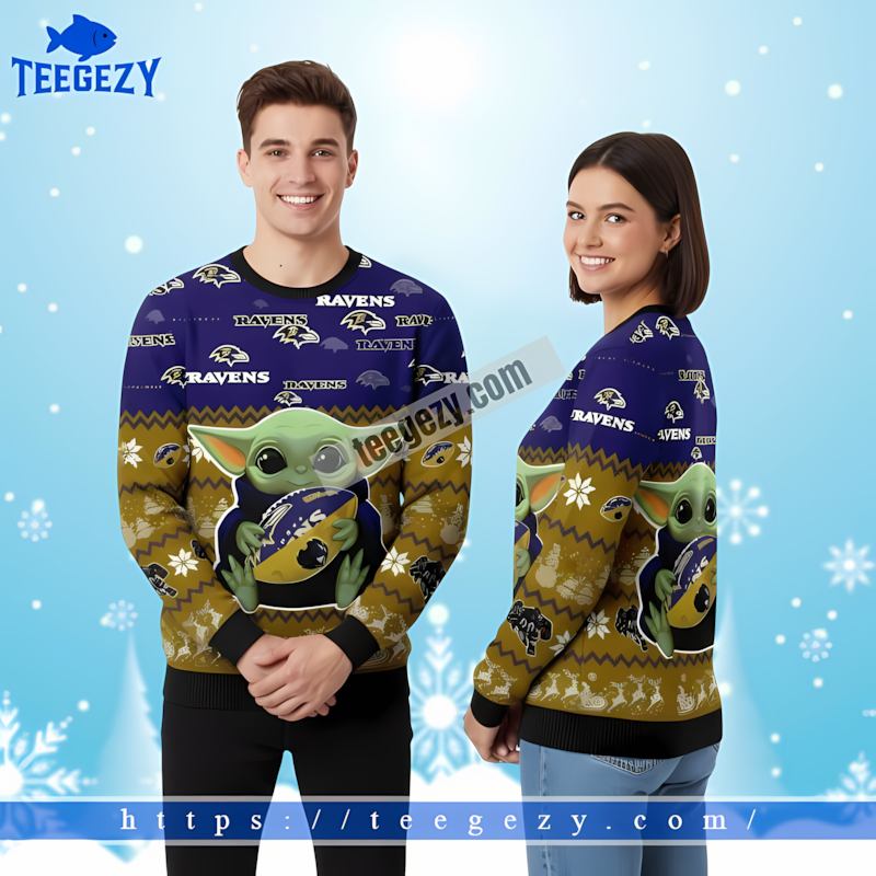 Star Wars Baltimore Ravens Baby Yoda Purple Vintage Ugly Sweater Star Wars Baltimore Ravens Baby Yoda Purple Vintage Ugly Sweater