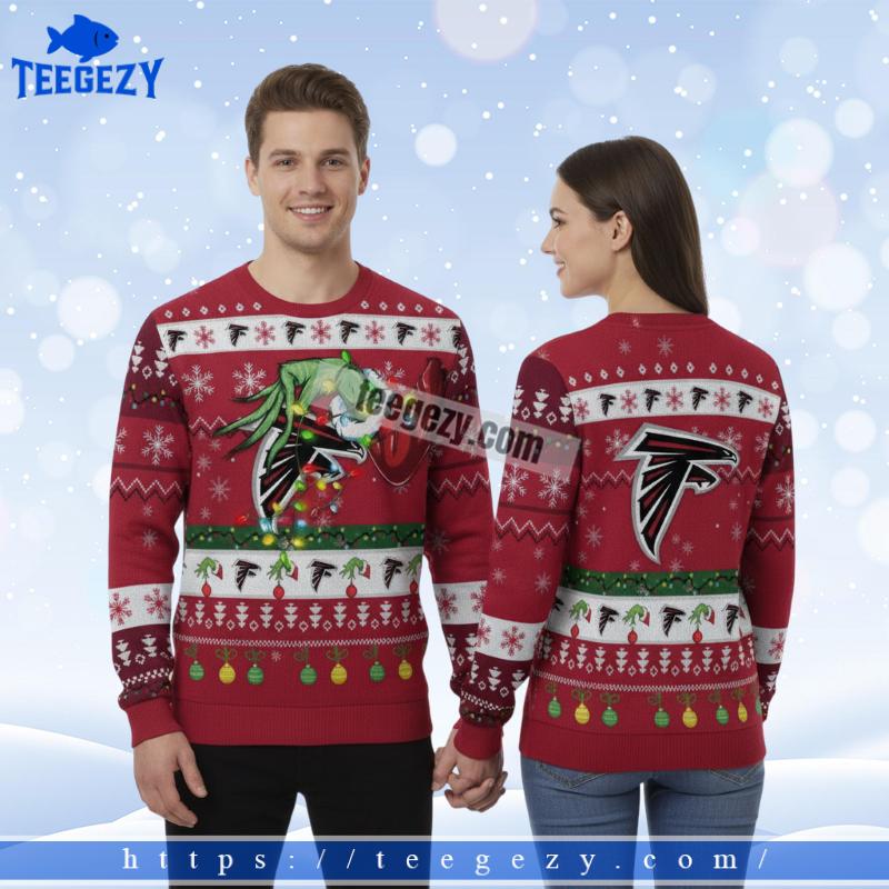 The Grinch Hand Atlanta Falcons Red Mens Ugly Sweater The Grinch Hand Atlanta Falcons Red Mens Ugly Sweater