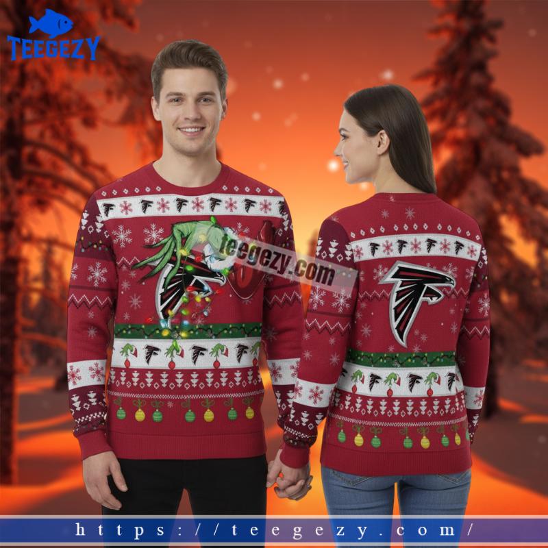 The Grinch Hand Atlanta Falcons Red Mens Ugly Sweater The Grinch Hand Atlanta Falcons Red Mens Ugly Sweater