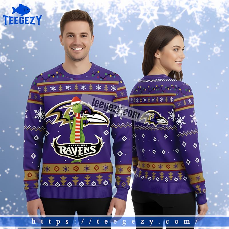 The Grinch Stole Baltimore Ravens Purple Most Christmas Ugly Sweater The Grinch Stole Baltimore Ravens Purple Most Christmas Ugly Sweater