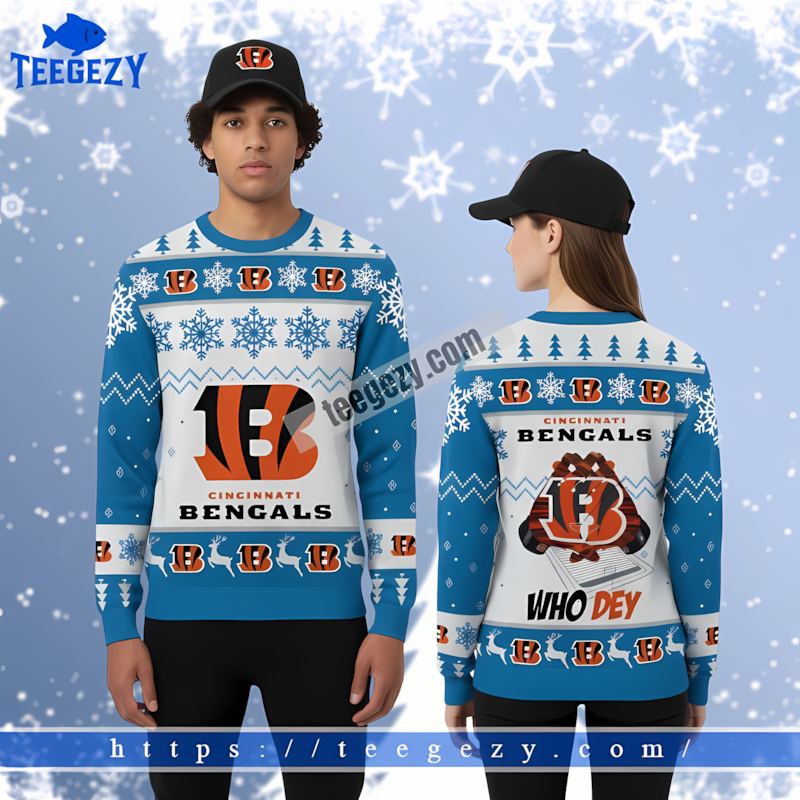 Who Dey Cincinnati Bengals Blue White Christmas Sweater Women Who Dey Cincinnati Bengals Blue White Christmas Sweater Women