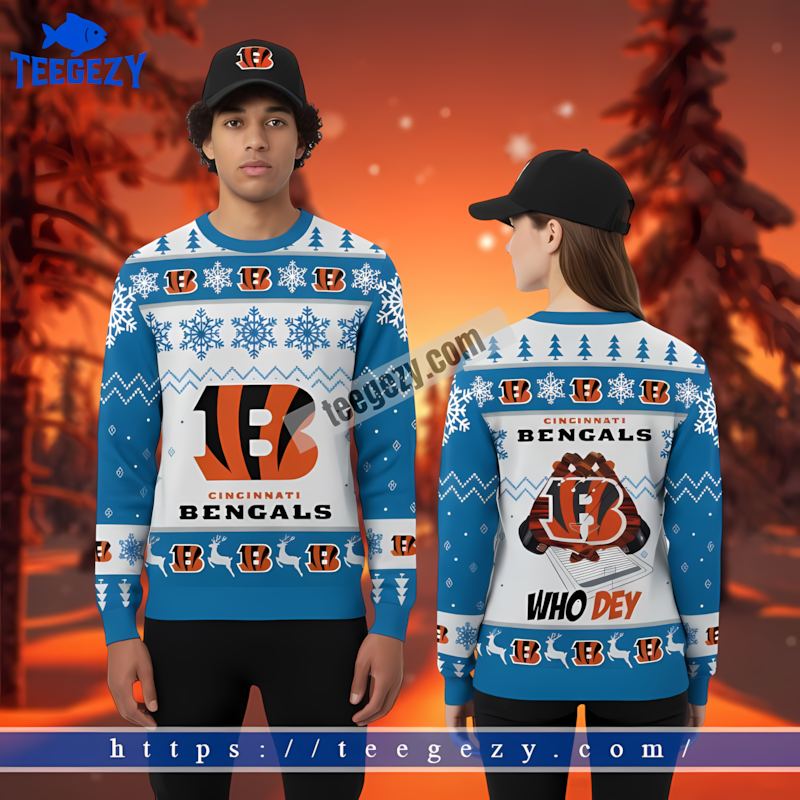 Who Dey Cincinnati Bengals Blue White Christmas Sweater Women Who Dey Cincinnati Bengals Blue White Christmas Sweater Women