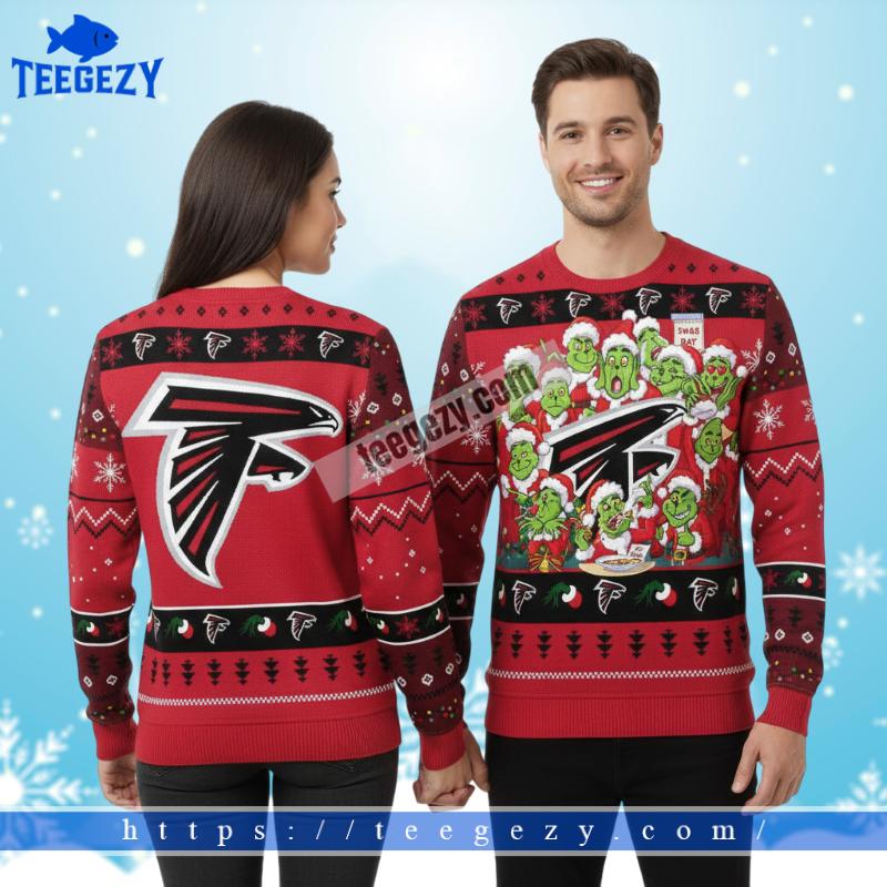 Xmas Day Grinch Squad Atlanta Falcons Red Funny Ugly Sweater Xmas Day Grinch Squad Atlanta Falcons Red Funny Ugly Sweater