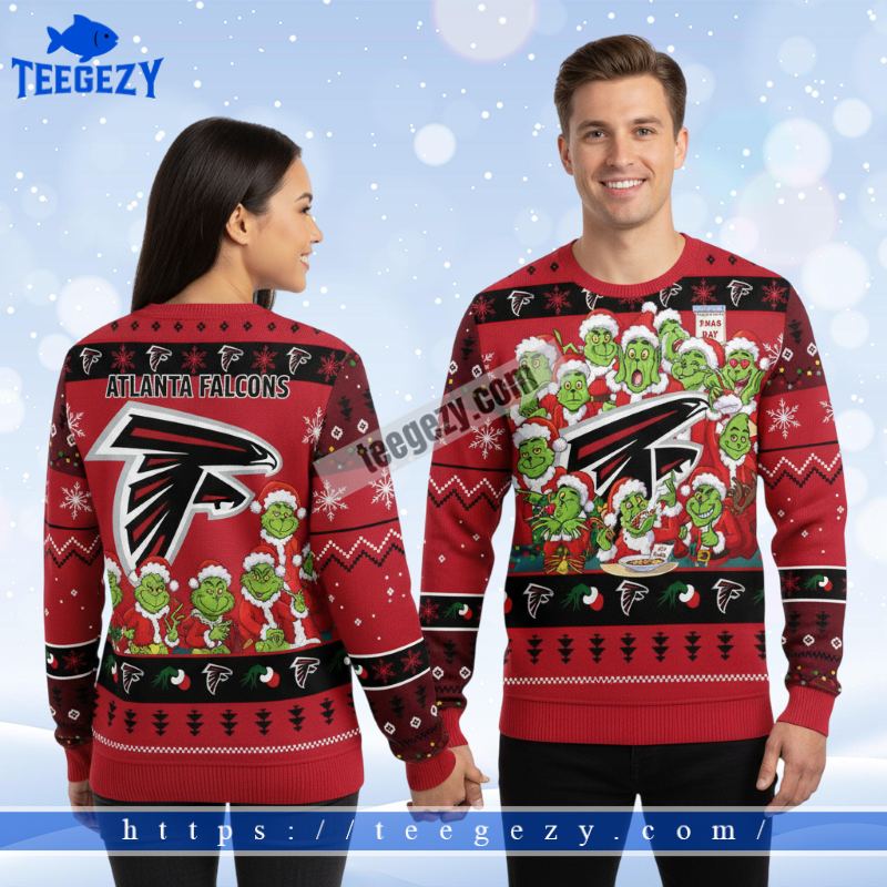 Xmas Day Grinch Squad Atlanta Falcons Red Funny Ugly Sweater Xmas Day Grinch Squad Atlanta Falcons Red Funny Ugly Sweater