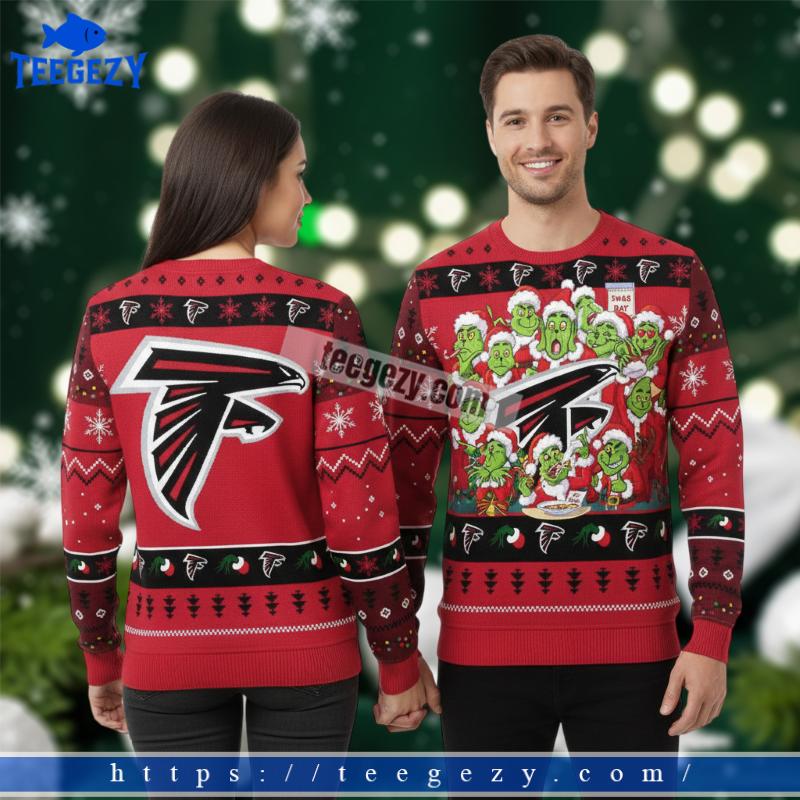 Xmas Day Grinch Squad Atlanta Falcons Red Funny Ugly Sweater Xmas Day Grinch Squad Atlanta Falcons Red Funny Ugly Sweater