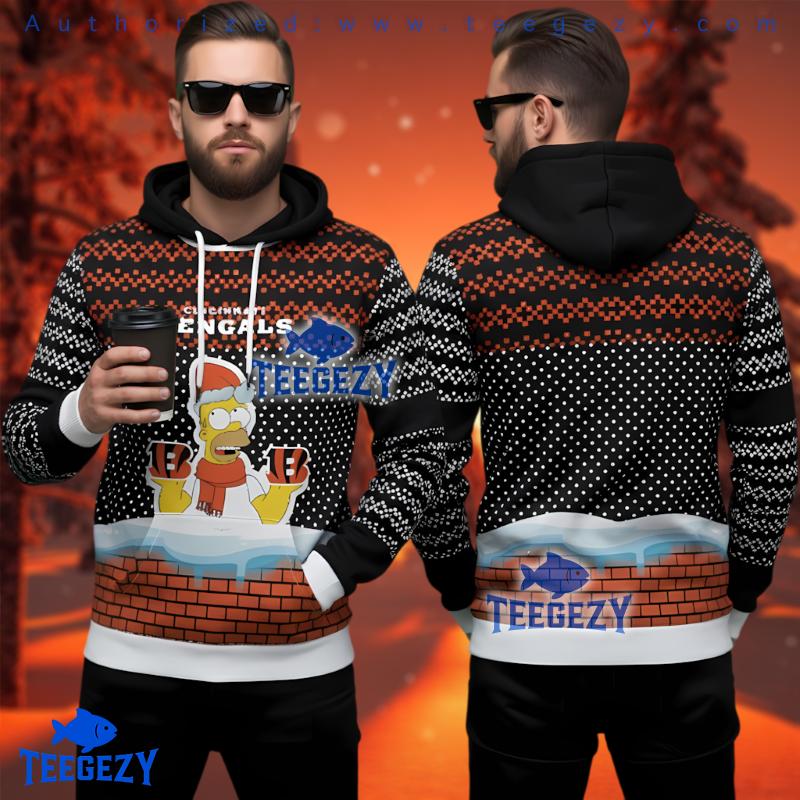 Cincinnati Bengals Homer Simpson 3D Ugly Hoodie Zip Up Cincinnati Bengals Homer Simpson 3D Ugly Hoodie Zip Up