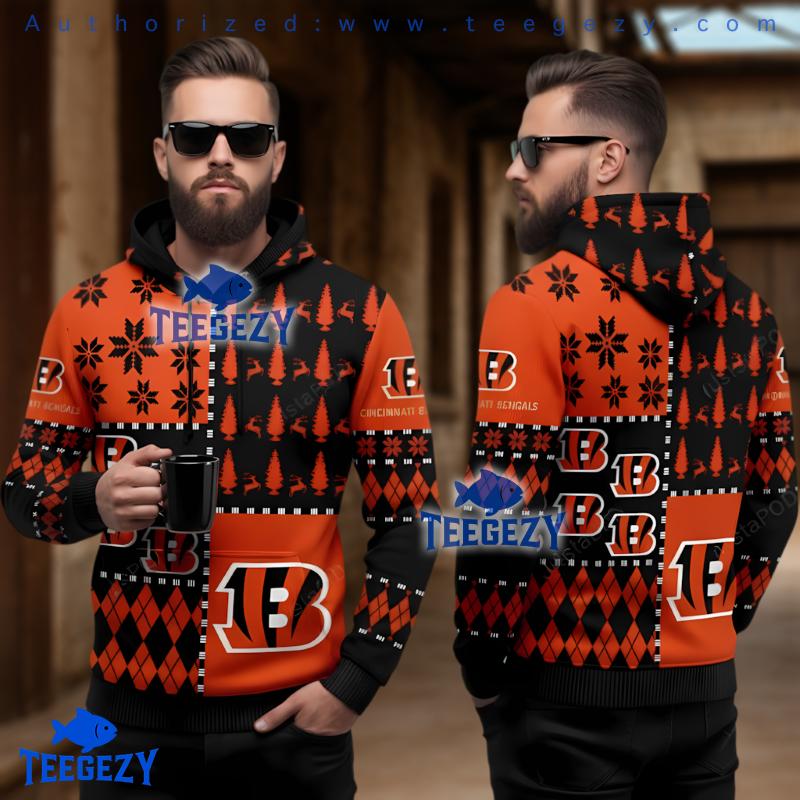 Cincinnati Bengals Patchwork 3D Ugly Hoodie Women Cincinnati Bengals Patchwork 3D Ugly Hoodie Women