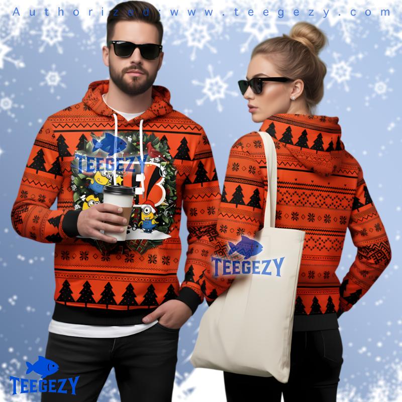 Cincinnati Bengals Santa Minion 3D Ugly Hoodie Women