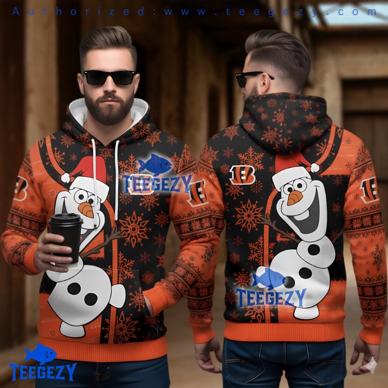 Cincinnati Bengals Santa Olaf 3D Ugly Hoodie Youth