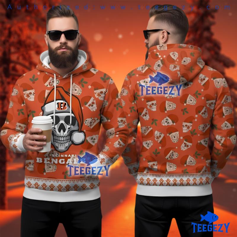 Cincinnati Bengals Santa Skull 3D Ugly Hoodie Print